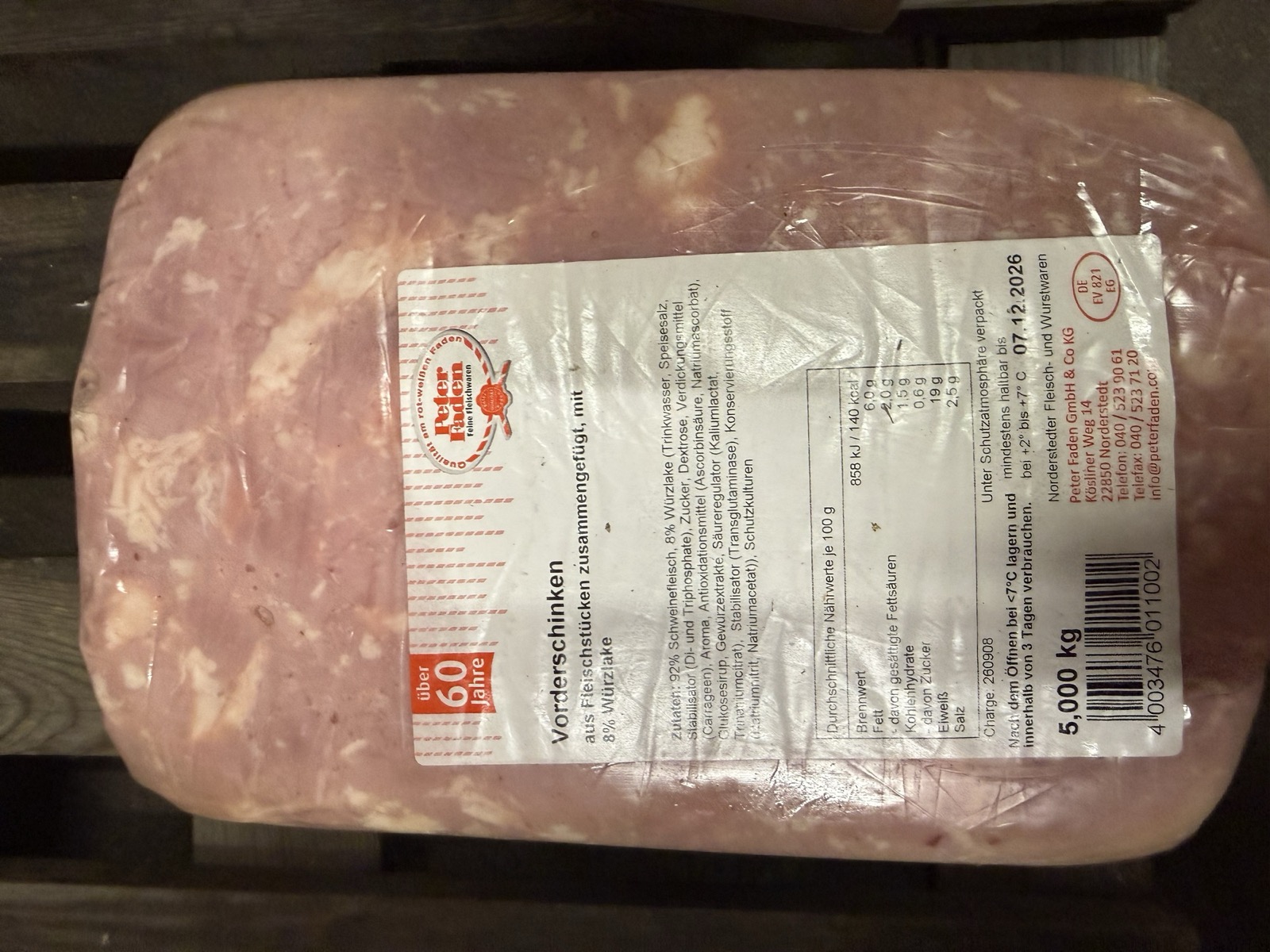 Vormfleischvorderschinken 5kg 93%